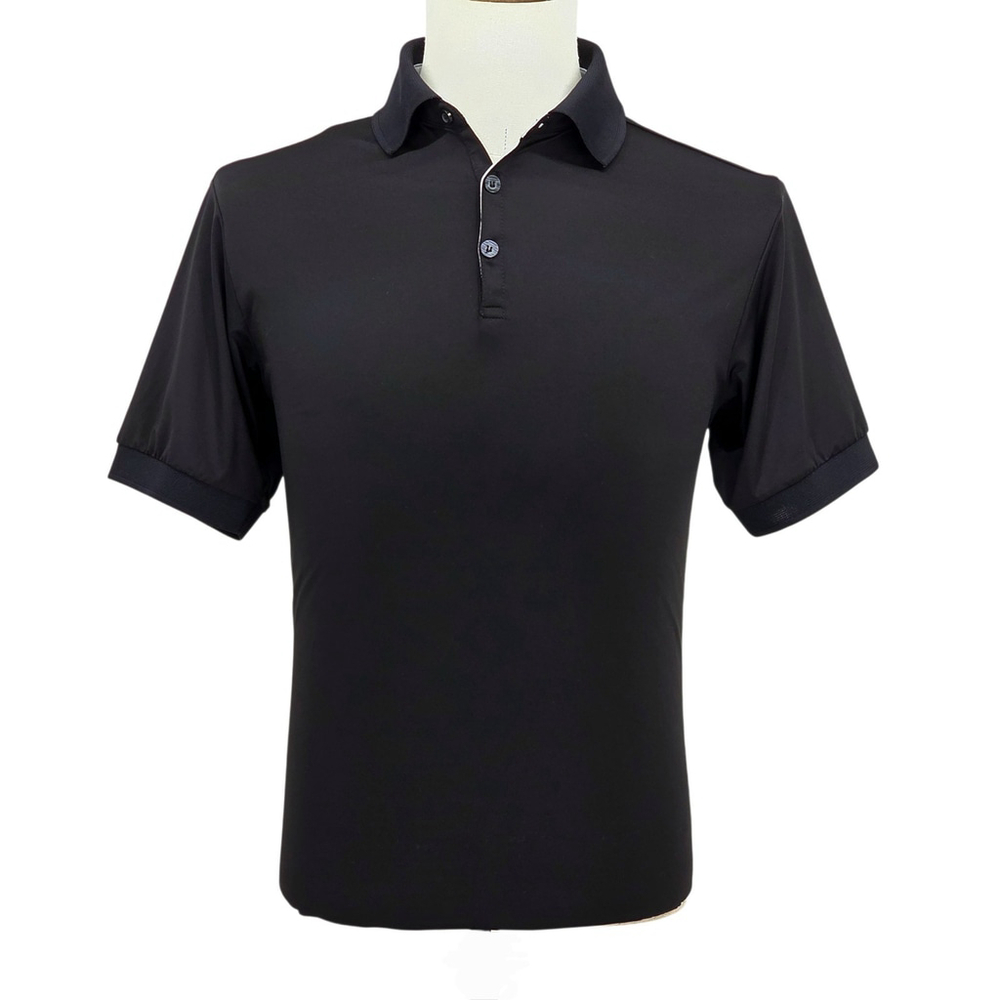 Athletic Golf Mio Marino Polo Shirt Men M Black Stretch Dry Fit Casual